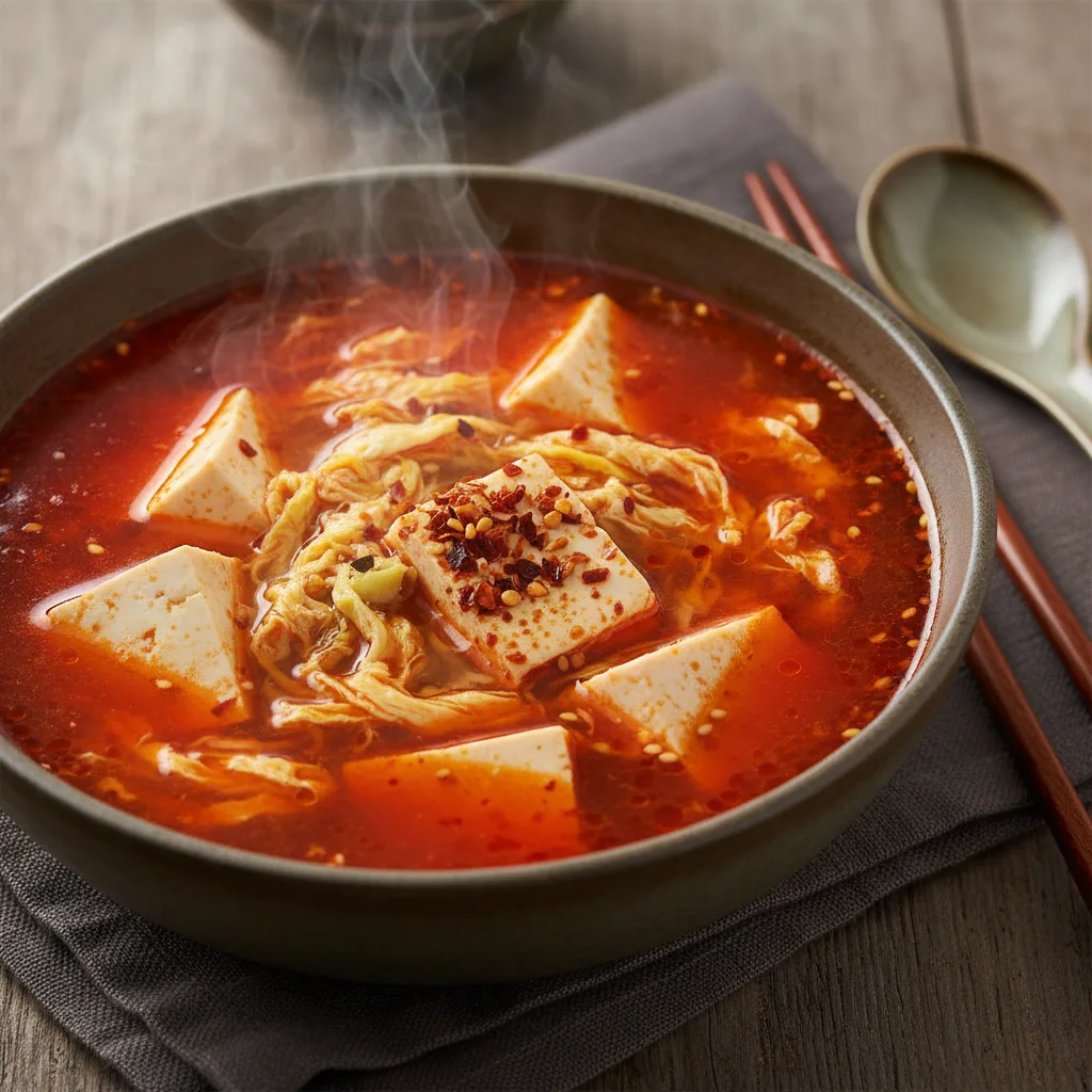 Sup Telur & Tofu Kimchi Pedas