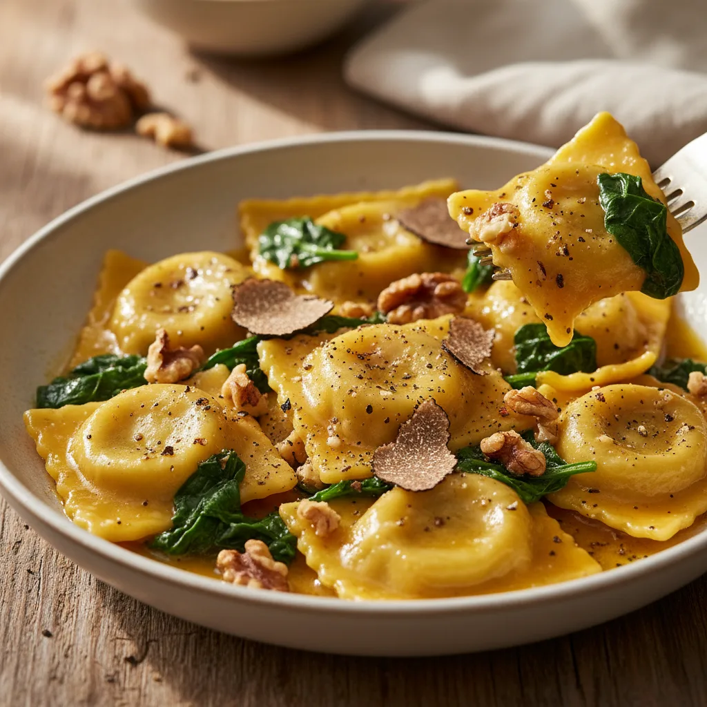 Brown Butter Walnut & Spinach Truffle Ravioli