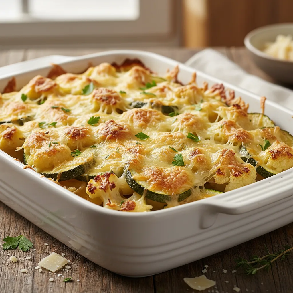 Ovnstegt blomkål og squash med parmesan