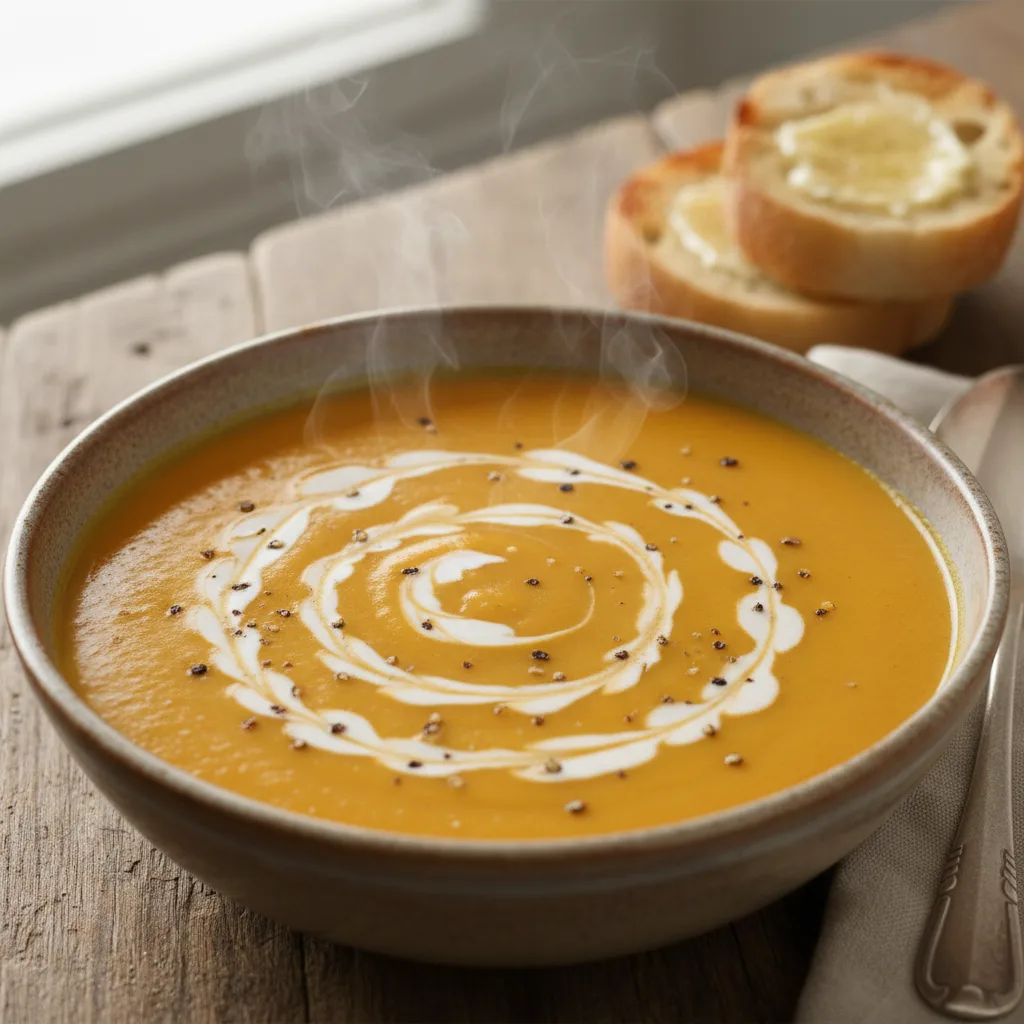 Kremowa zupa z dyni piżmowej i imbiru