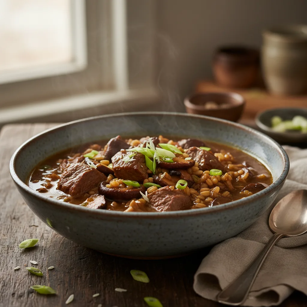 Venkovský guláš z jehněčího a krup