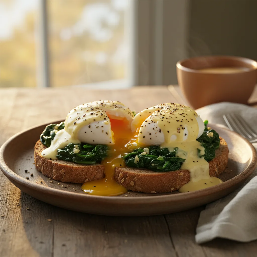 Celozrnná vejce Florentine (špenátový Benedict)
