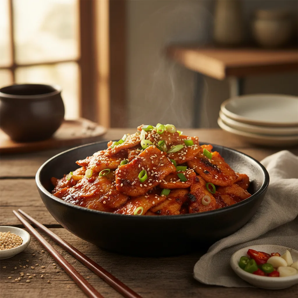 Koreansk sterkt svinekjøtt (Jeyuk Bokkeum)