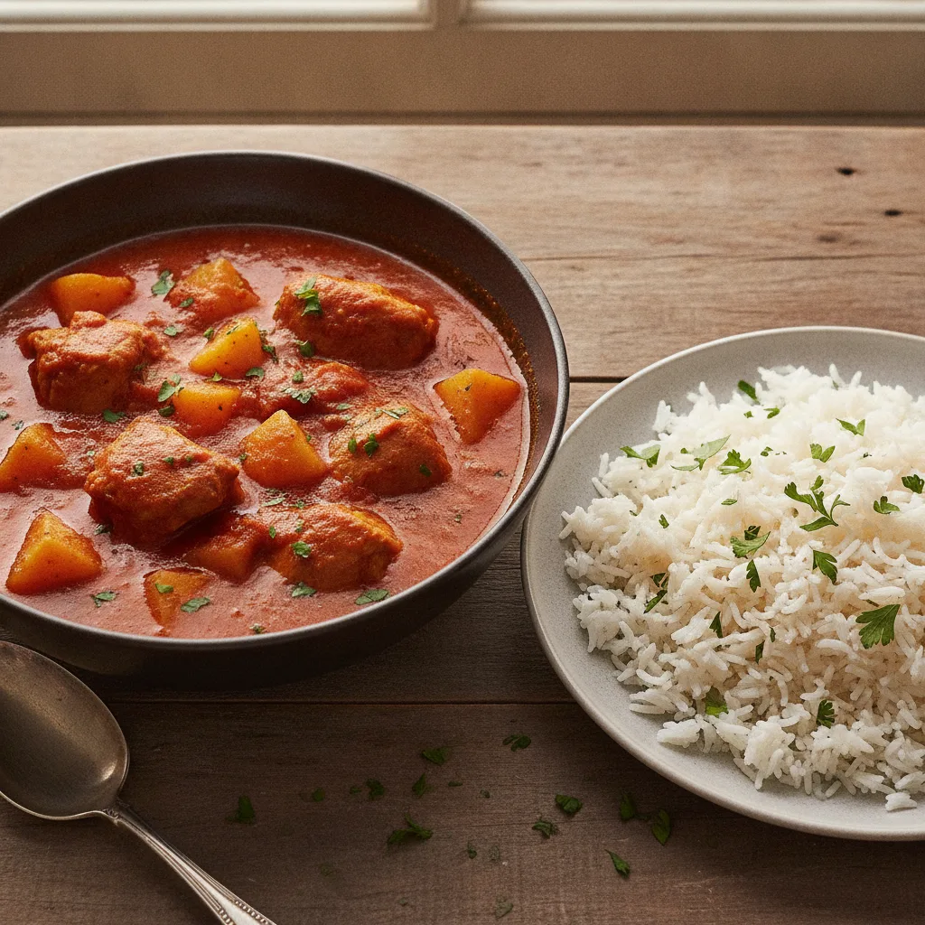 إيدام دجاج بالبطاطس مع الأرز