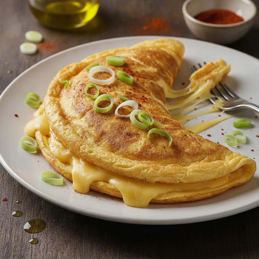 Zartes Omelett mit Lauch und Käse