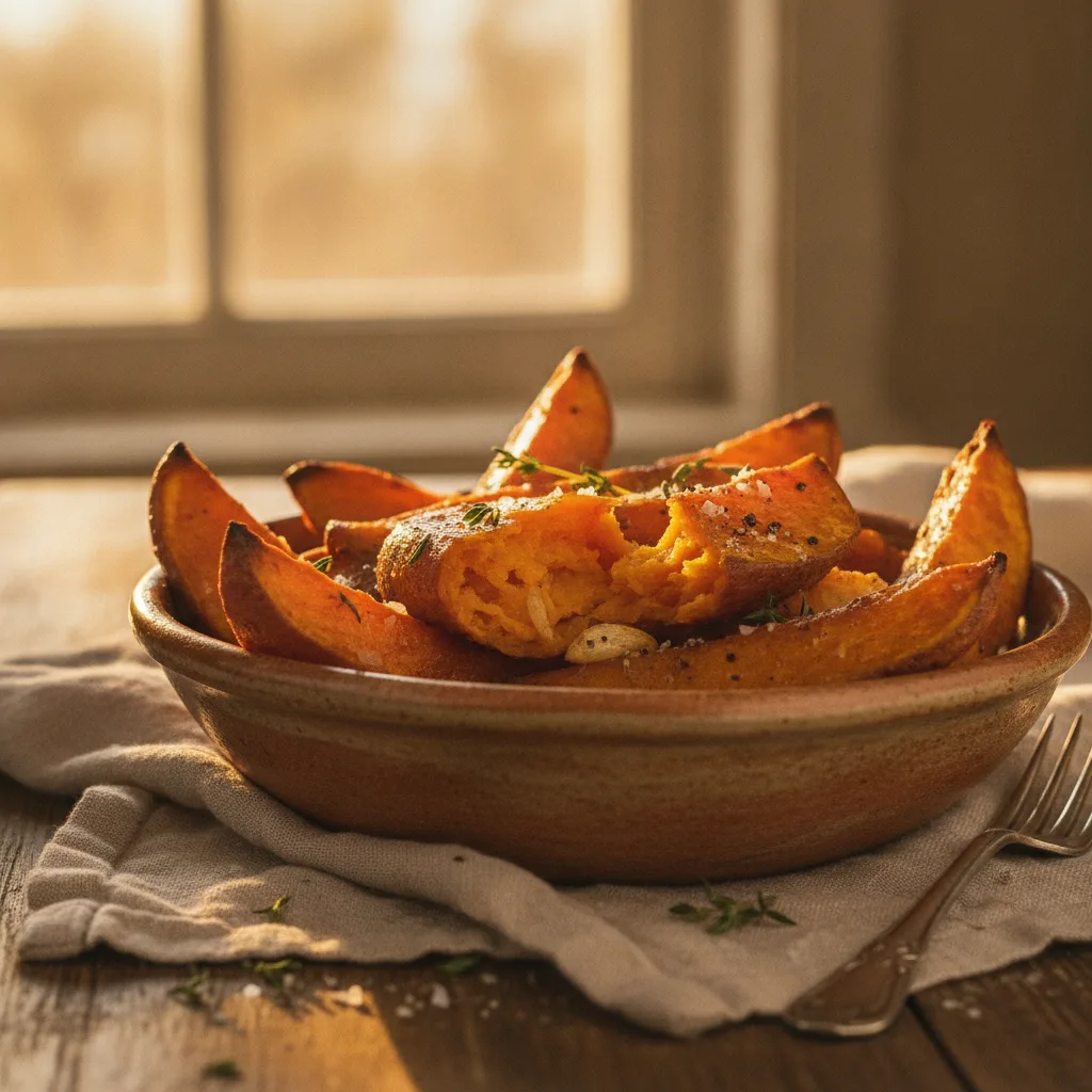 Gebackene Süßkartoffeln mit Knoblauch