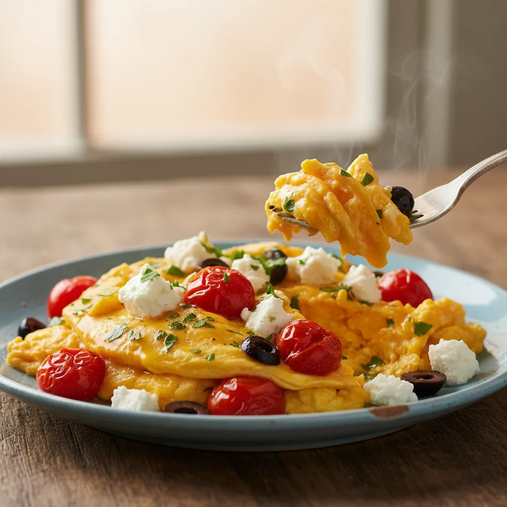 Soft Feta and Tomato Egg Scramble