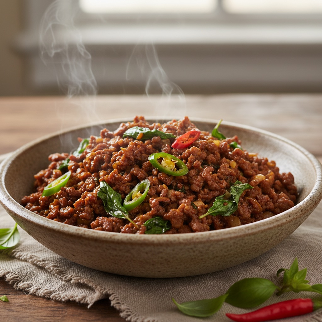 ผัดกะเพราเนื้อสับ