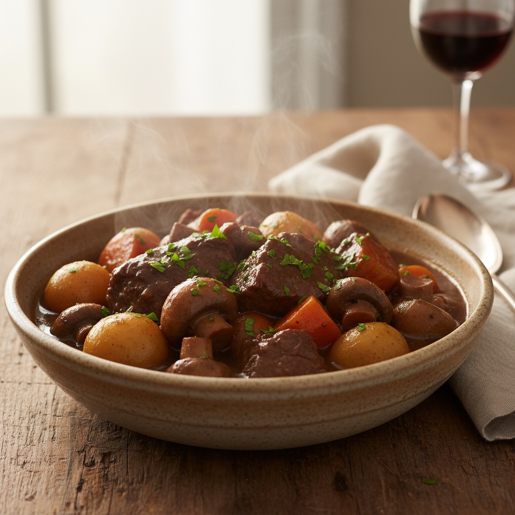 Rinder- und Pilzeintopf zum Vorbereiten