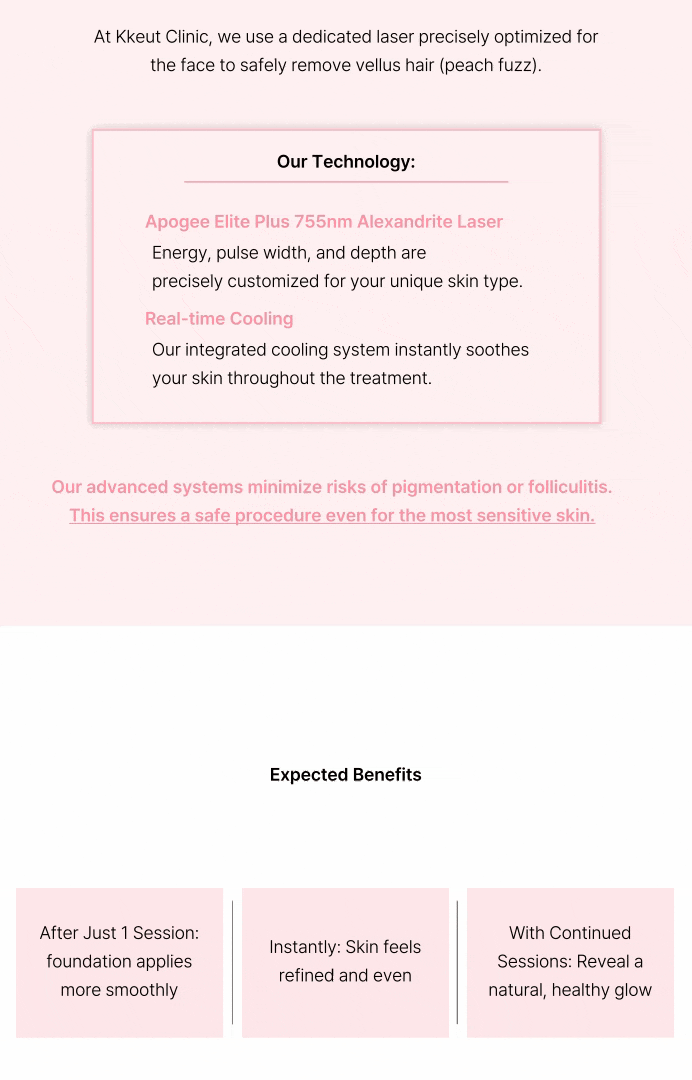 [妆容服帖水光肌护理] 面部绒毛激光脱毛 상세 이미지