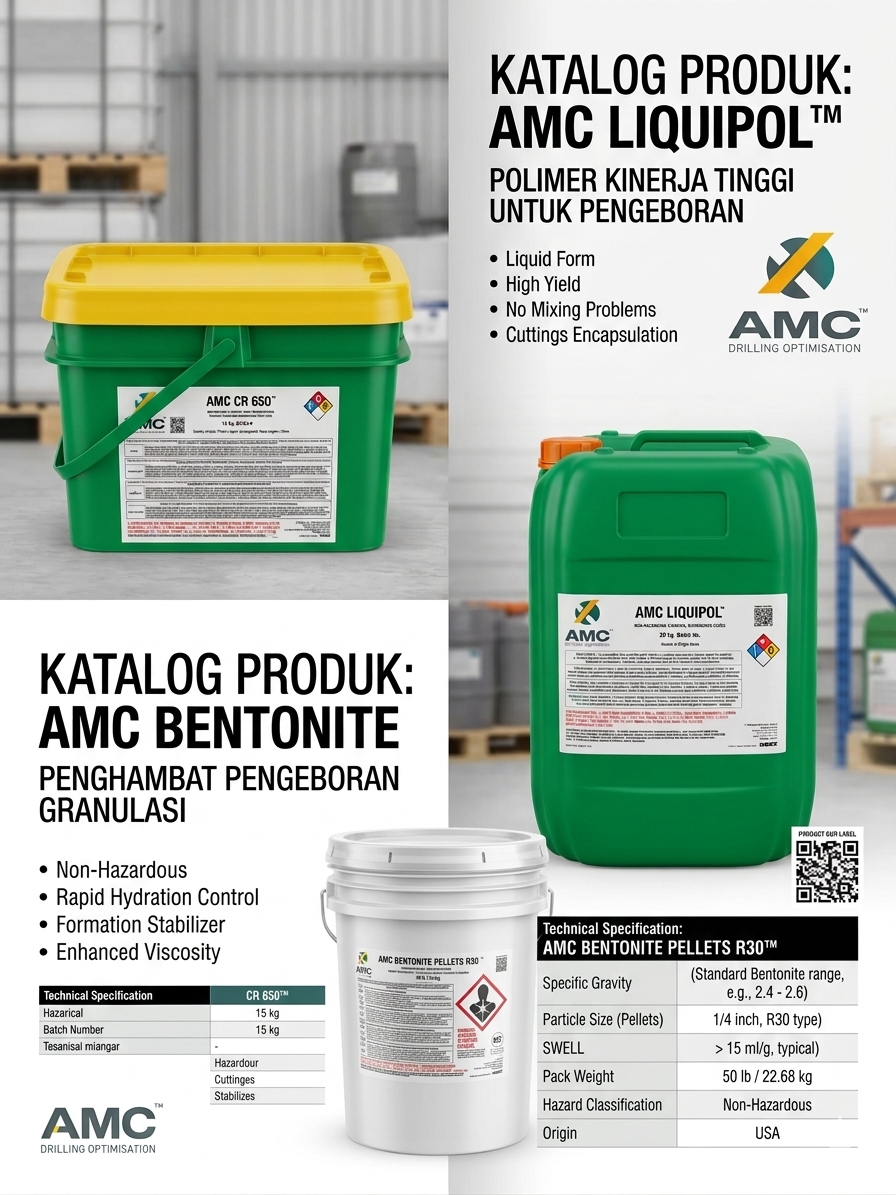 Polymer AMC CR 650, Liquipol, Bentonite Pelletts