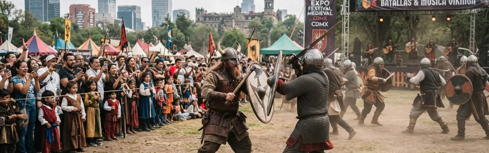 Realización del Expo Festival Medieval en Mexico City con batallas y música