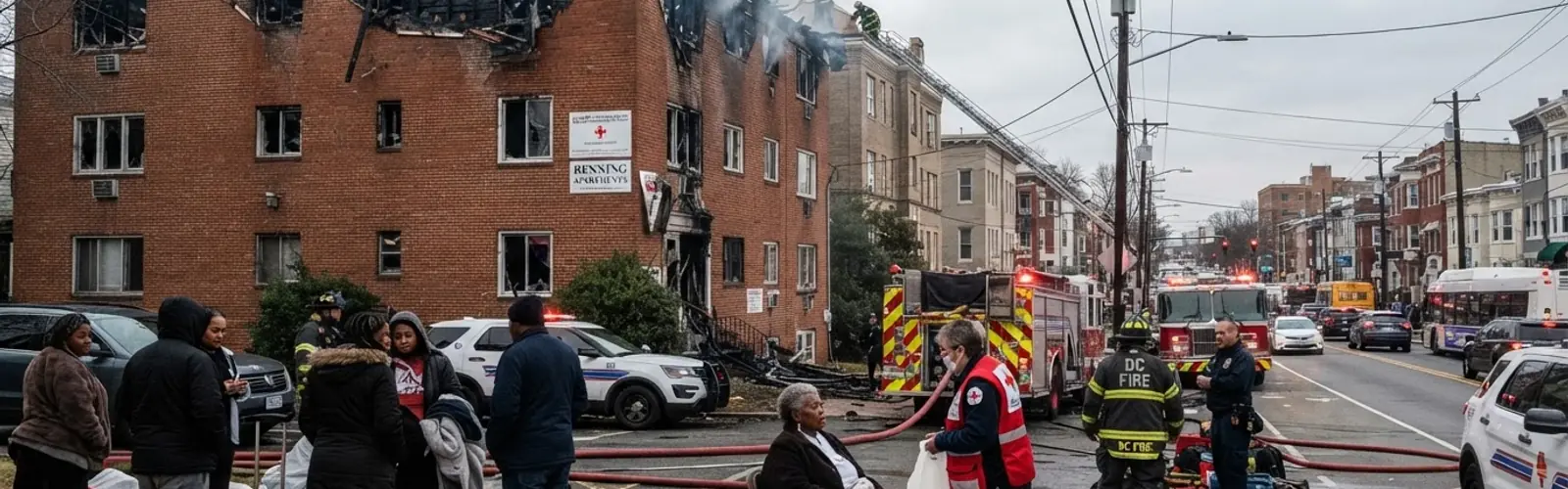 Apartment building fire on Benning Road in Washington DC displaces ten residents