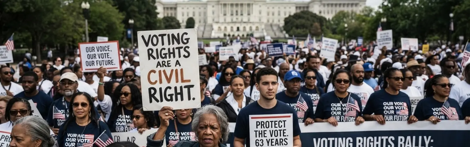 Demonstrators rally in Washington DC for voting rights on March on Washington anniversary