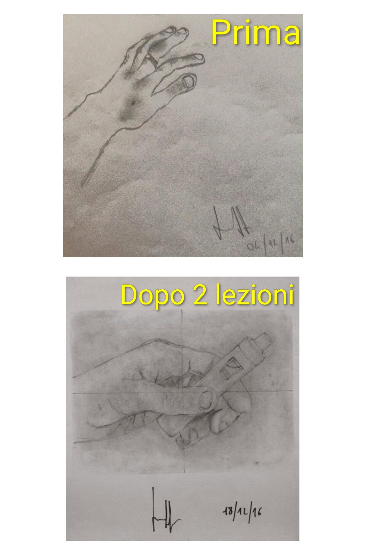Corso di disegno di Klirò - prima e dopo