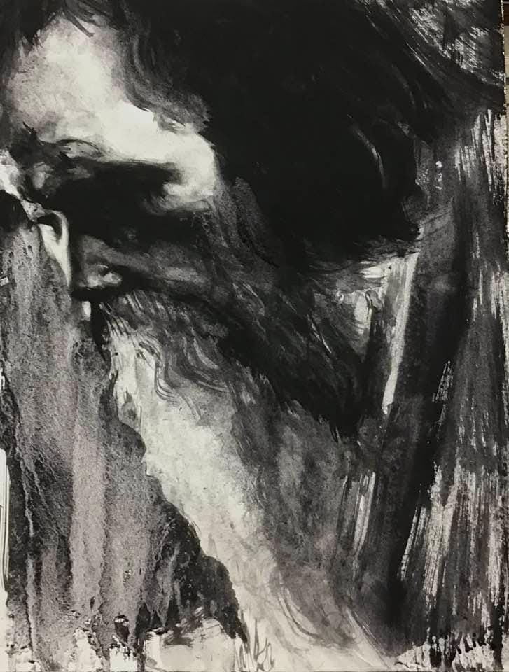 acquerello monocromatico watercolor klirò clizia omarini art black and white