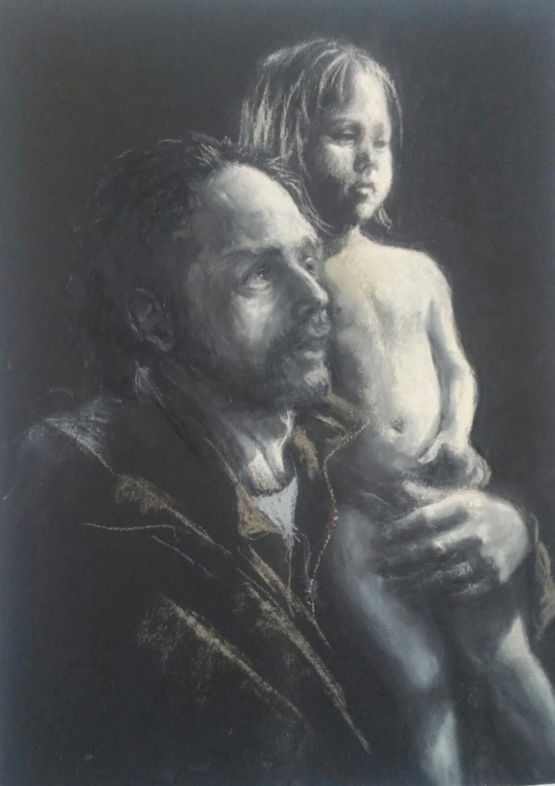 Padre e Figlia Klirò arte artista pastello ritratto