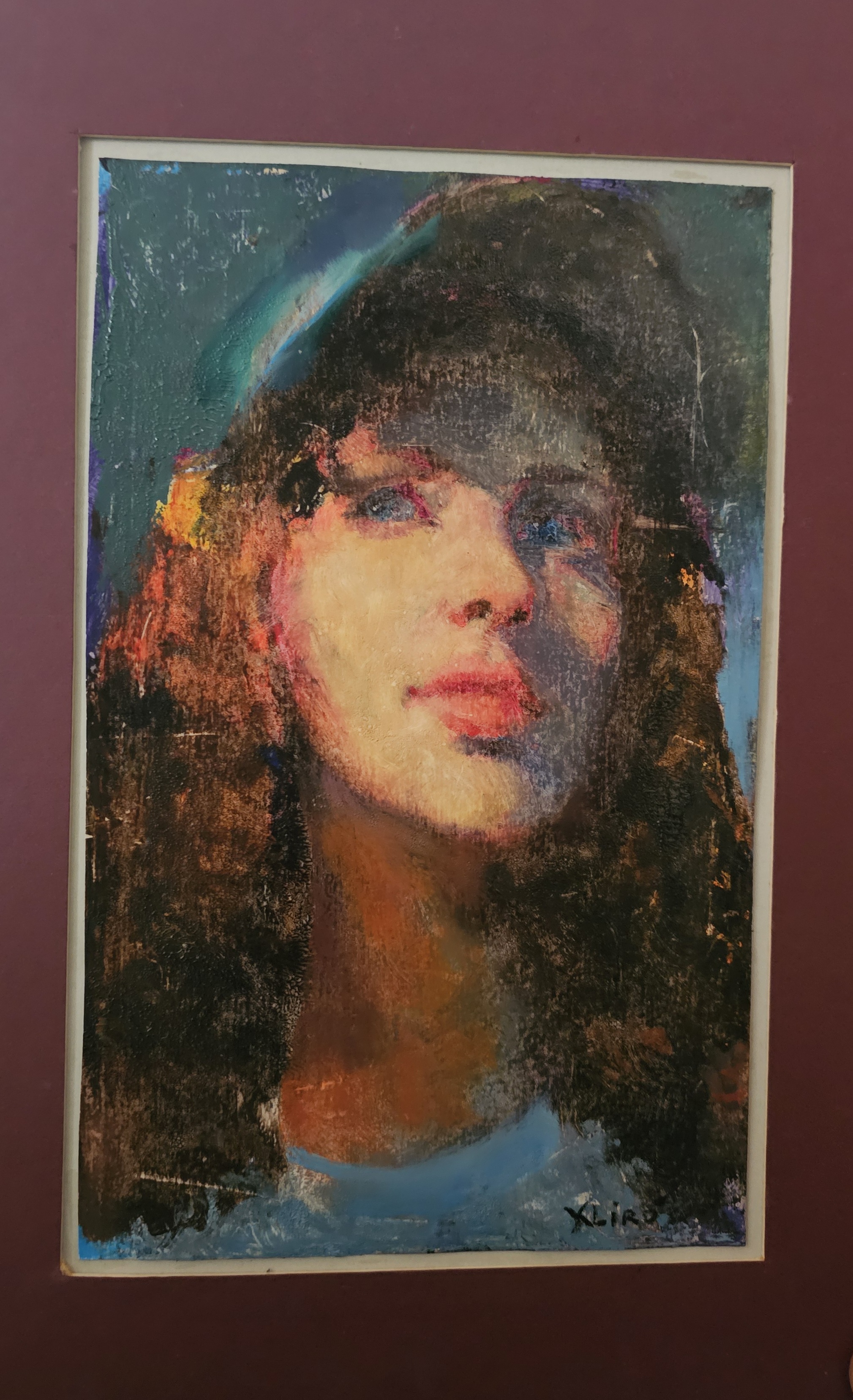 Dipinto ad olio di Klirò di ragazza illuminata da un raggio di sole 