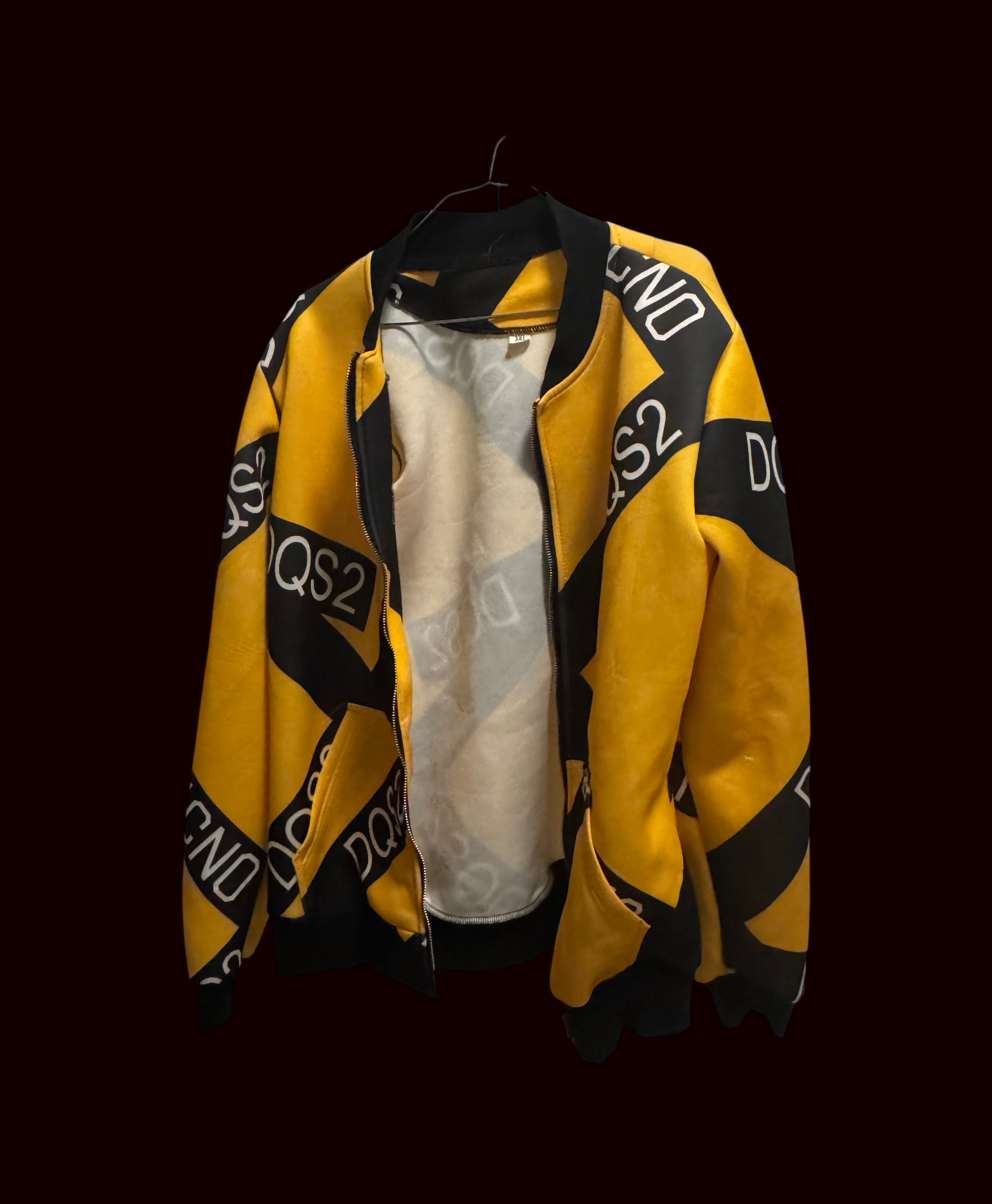Urban Streetwear Jacket - Yellow & Black Tape Print