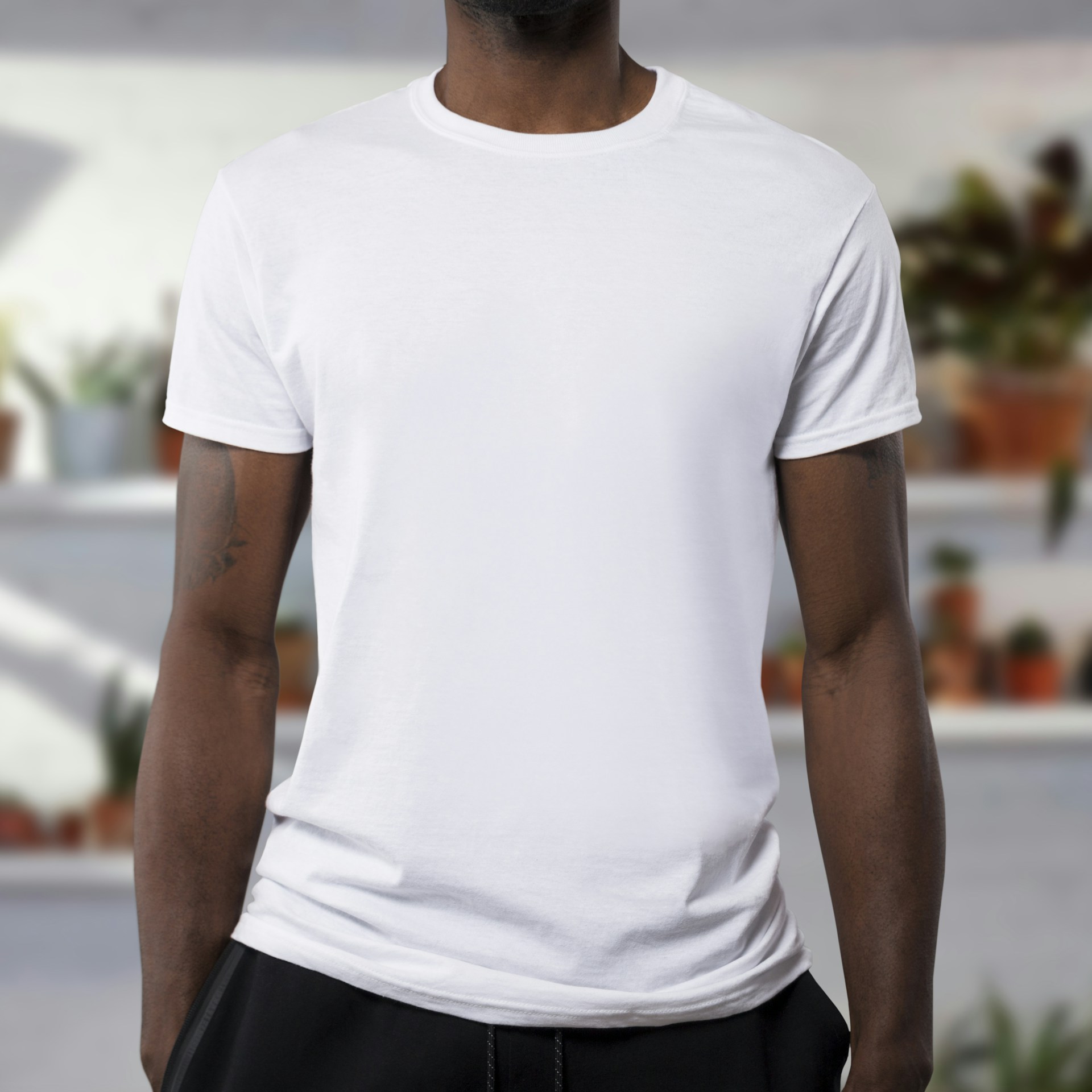 Classic Crew Neck White T-Shirt — Men's Short Sleeve Cotton Tee
