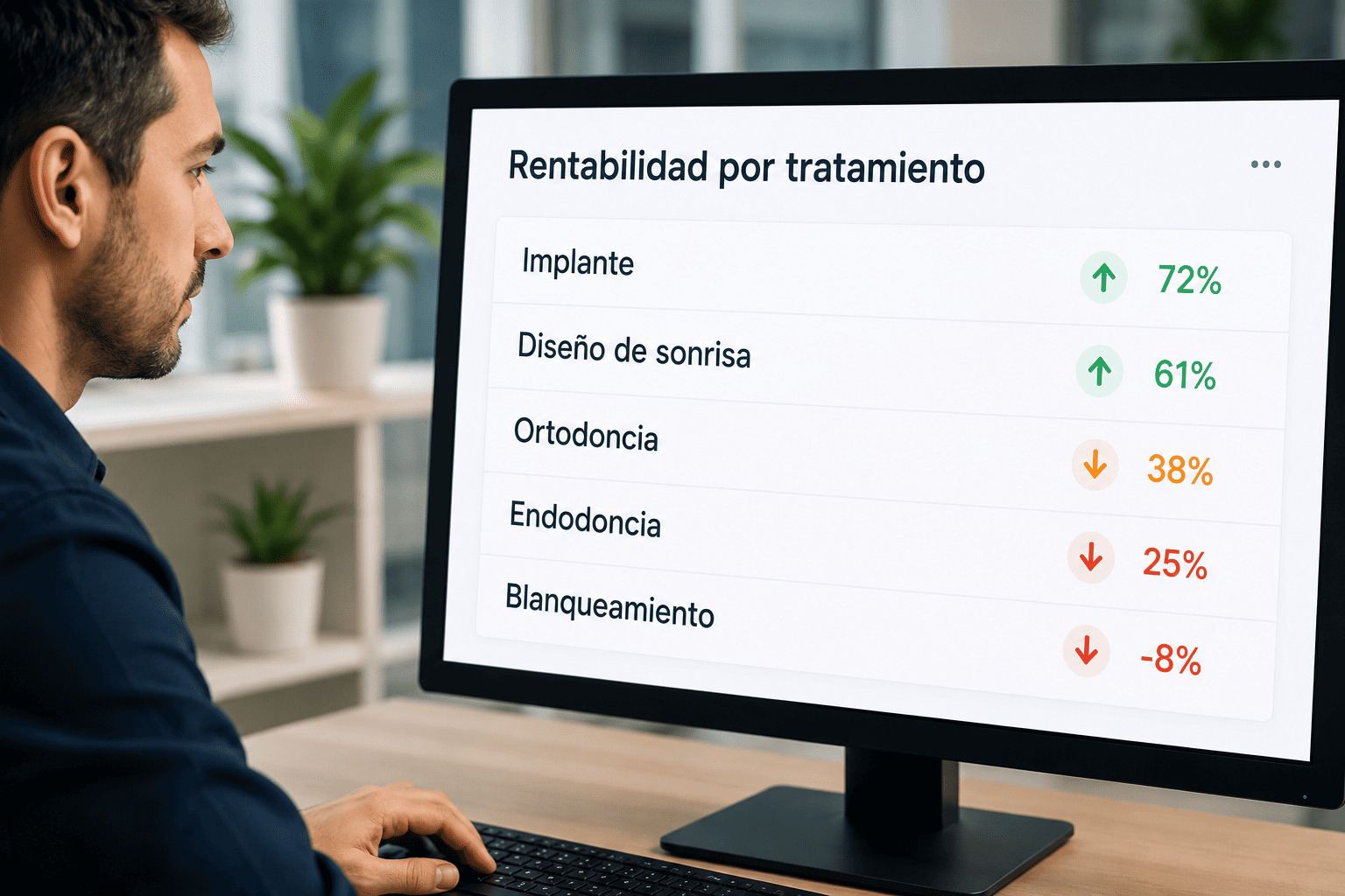 Clínica odontológica analizando facturación y utilidad real