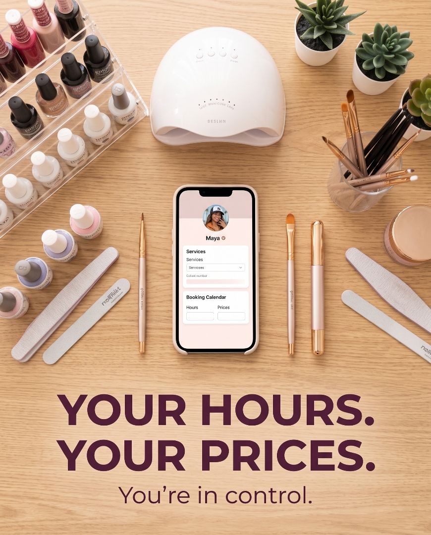 You set the rules — we bring the clients 📅

Add your services, your prices, your working hours — exactly how you want them. Clients only ever see real, available slots. Change it anytime.

#nailartist #nagelstudio #beautybusiness #nailtech #selfemployed #nailboss #onlinebooking #naildesign #nailapp #nagelkünstlerin – photo 1
