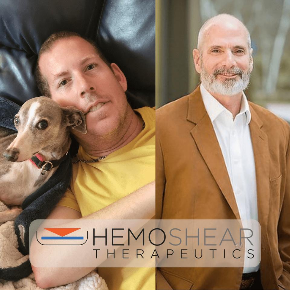 Bryan Kelly who lives with propionic acidemia and Dr. Pat Horn, Chief Medical Officer at HemoShear