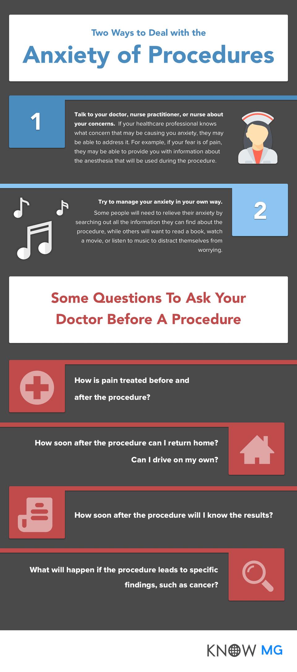 This downloadable infographic contains two ways of dealing with anxiety of procedures