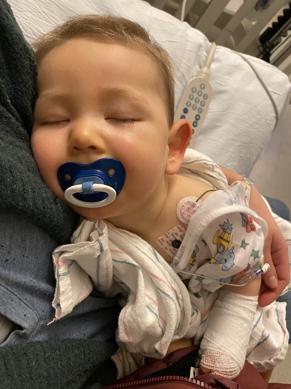 Alden, post-g-tube-surgery (morphine snuggles)