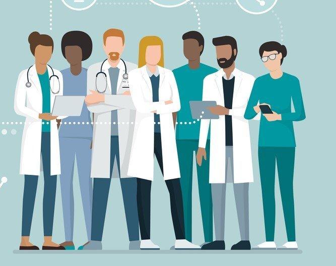 A cartoon image of a medical team