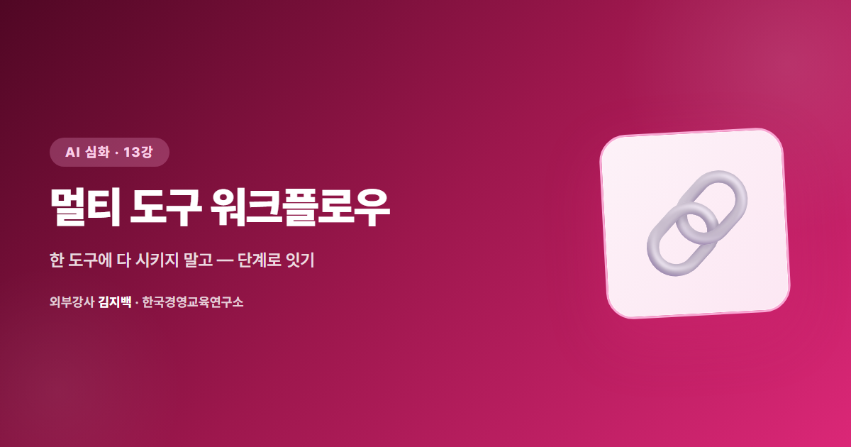 [심화 13강] 멀티 도구 워크플로우 설계 — 한 도구에 다 시키지 말고 '잇는다'
