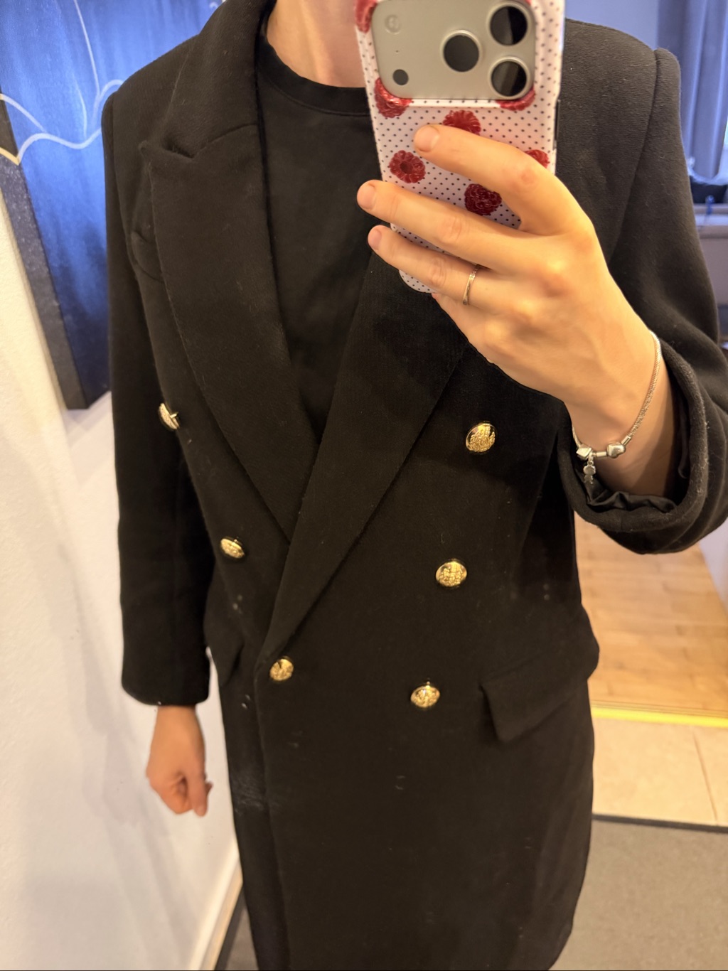 Stradivarius juodas dvieilis paltas — nuotrauka 4