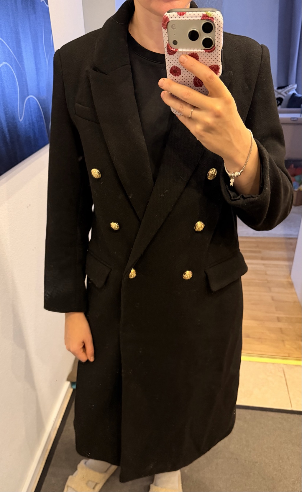 Stradivarius juodas dvieilis paltas — nuotrauka 5