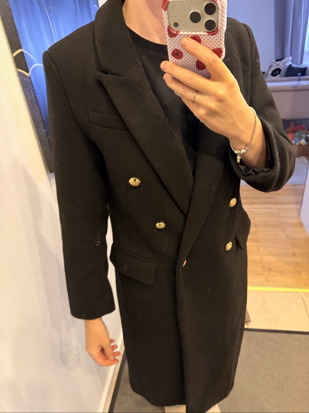 Stradivarius juodas dvieilis paltas — nuotrauka 6