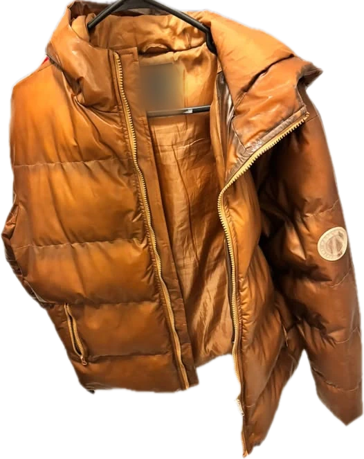 Tan Leather Puffer Jacket