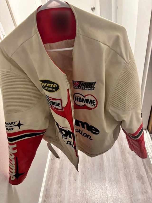 Cream and Red Racing Jacket