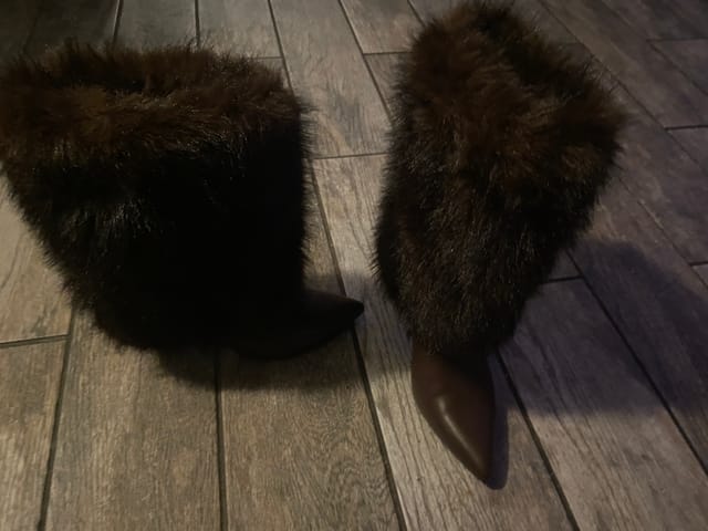 Brown Fur Ankle Boots (Size 7)