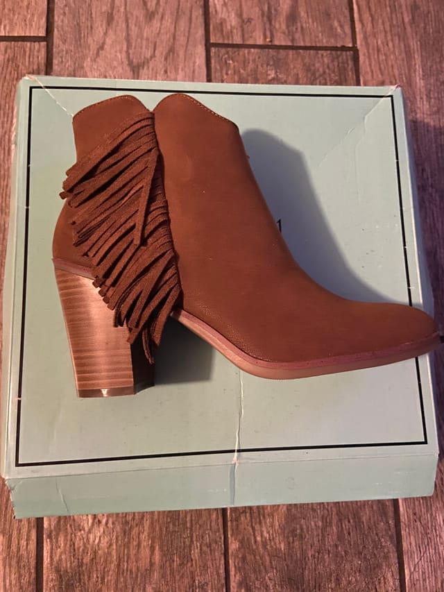 MIA Brown Fringe Ankle Boots (Size 7)