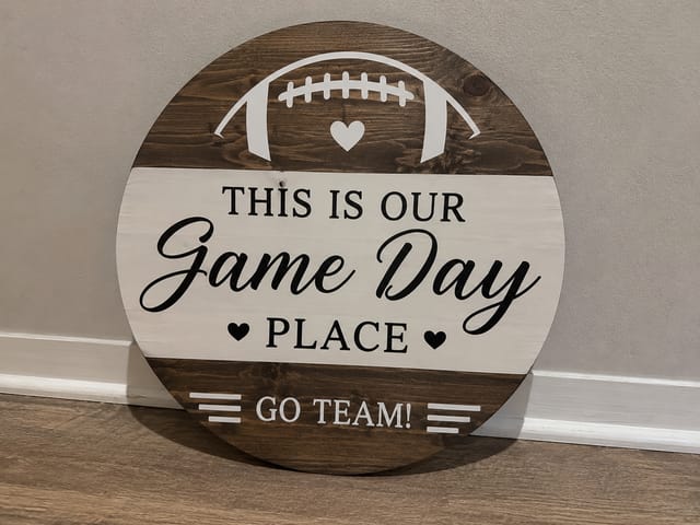Game Day Round Wood Sign