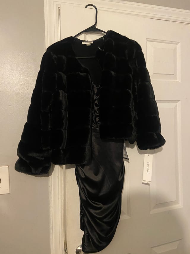 Calvin Klein Black Fur Coat (Size M)