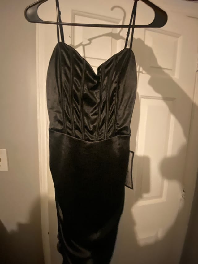 Black Satin Corset Dress (Size L)