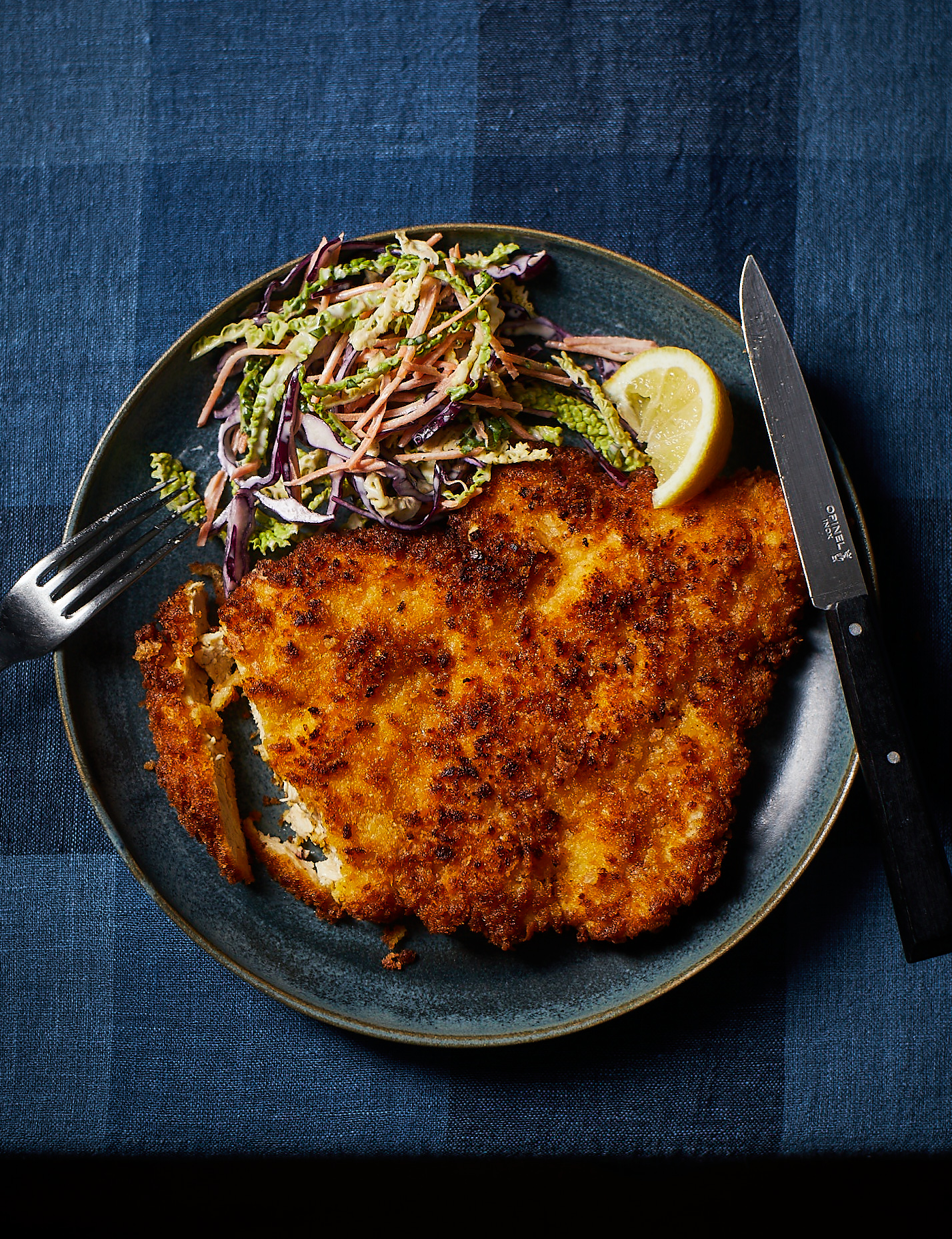 Chicken Schnitzel with Simple Slaw