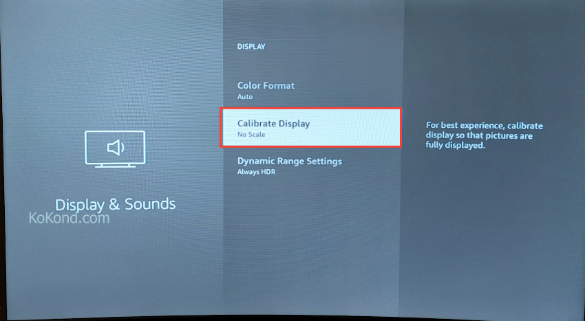 Step 4: Selecting Calibrate Display