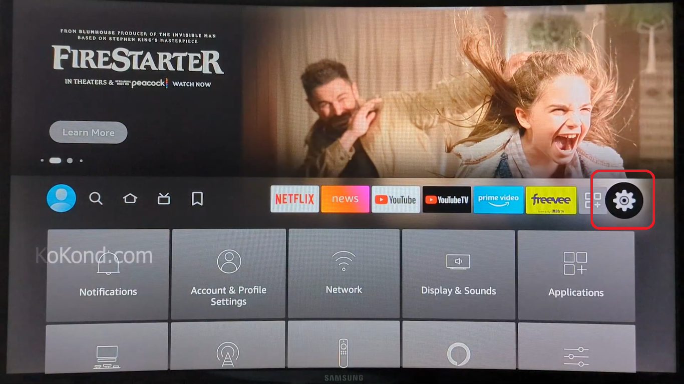 Step 1 - Select Settings on your Fire Stick TV