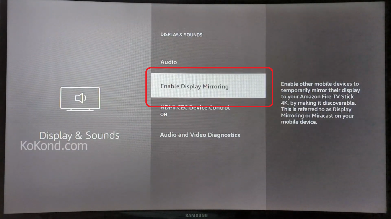 Step 3 - Select Enable Display Mirroring