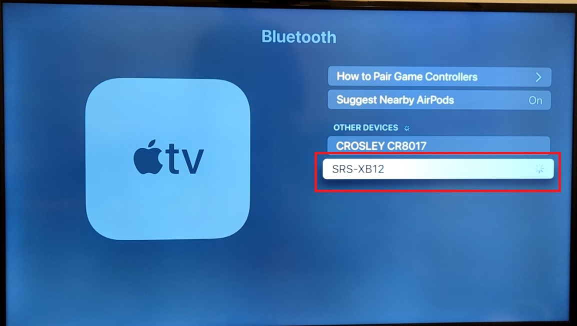 Step 5: Pairing the Bluetooth Device with your Apple TV