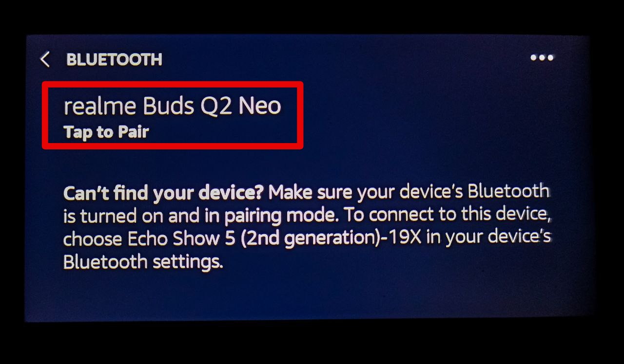 Step 2: Tap on Bluetooth
Step 3: The name of the Bluetooth Device is Displayed