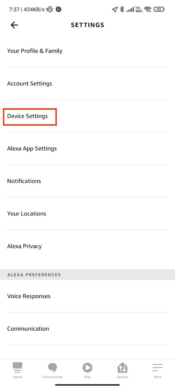 Step 3: Tap on Device Settings