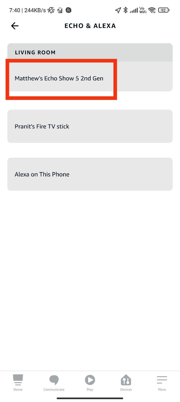 Step 3: Tap on the Name of Your Echo Show Device