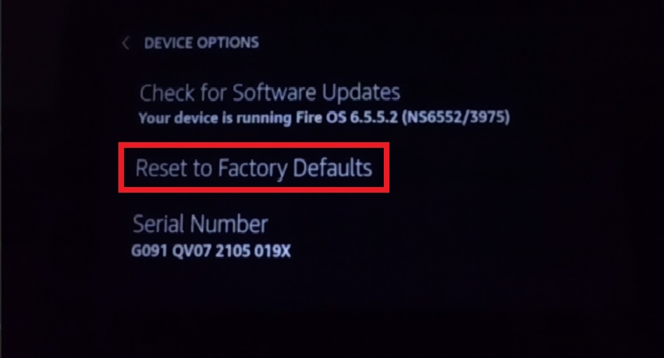 Step 3: Tap on Reset to Factory Defaults